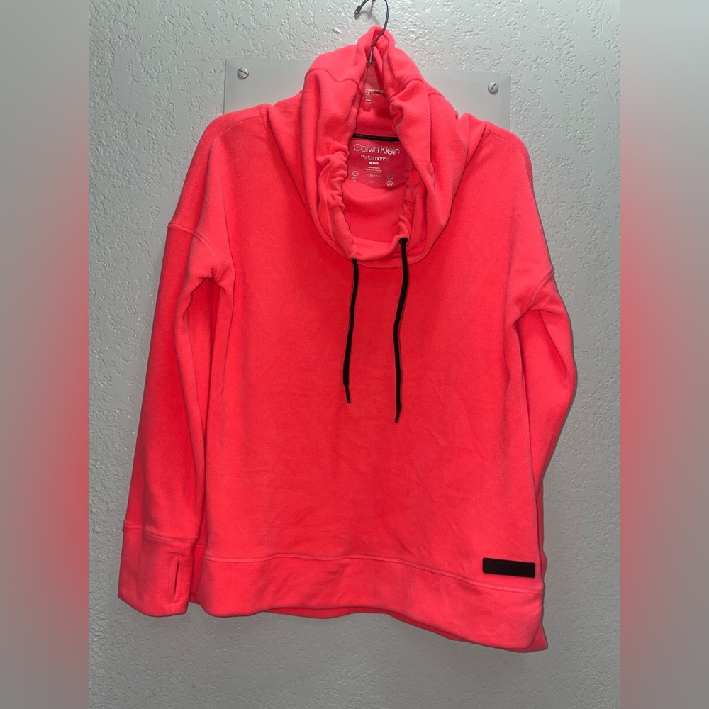 Calvin Klein Performance Women's Sweatshirt, Neon Pink Turtleneck